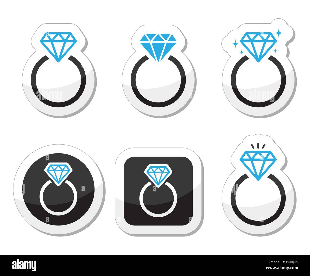 Hochzeit, Diamant-Verlobungsring-Symbol Stock Vektor