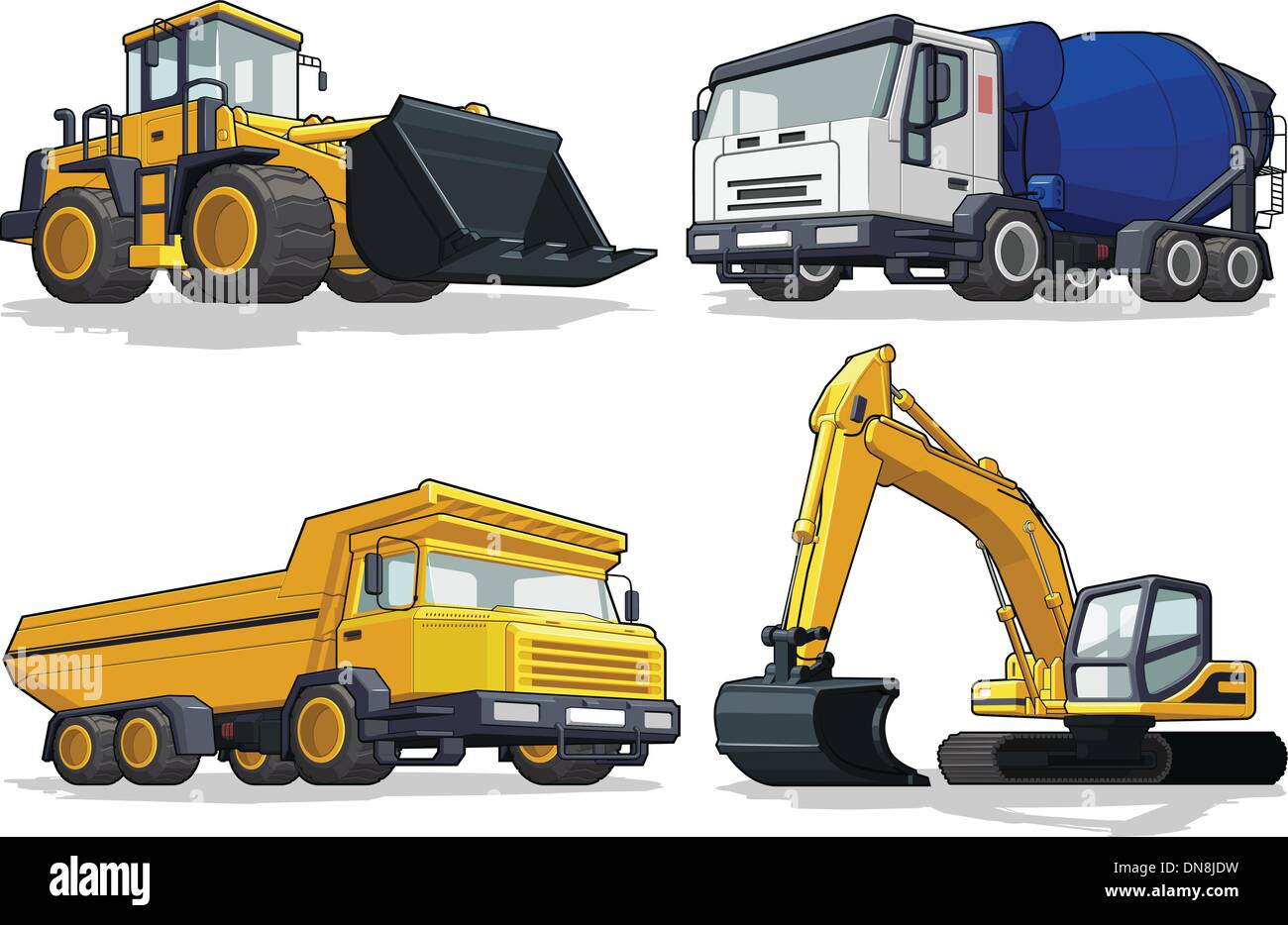 Baumaschine - Bulldozer, Zement-LKW, Haul Truck & Bagger Stock Vektor