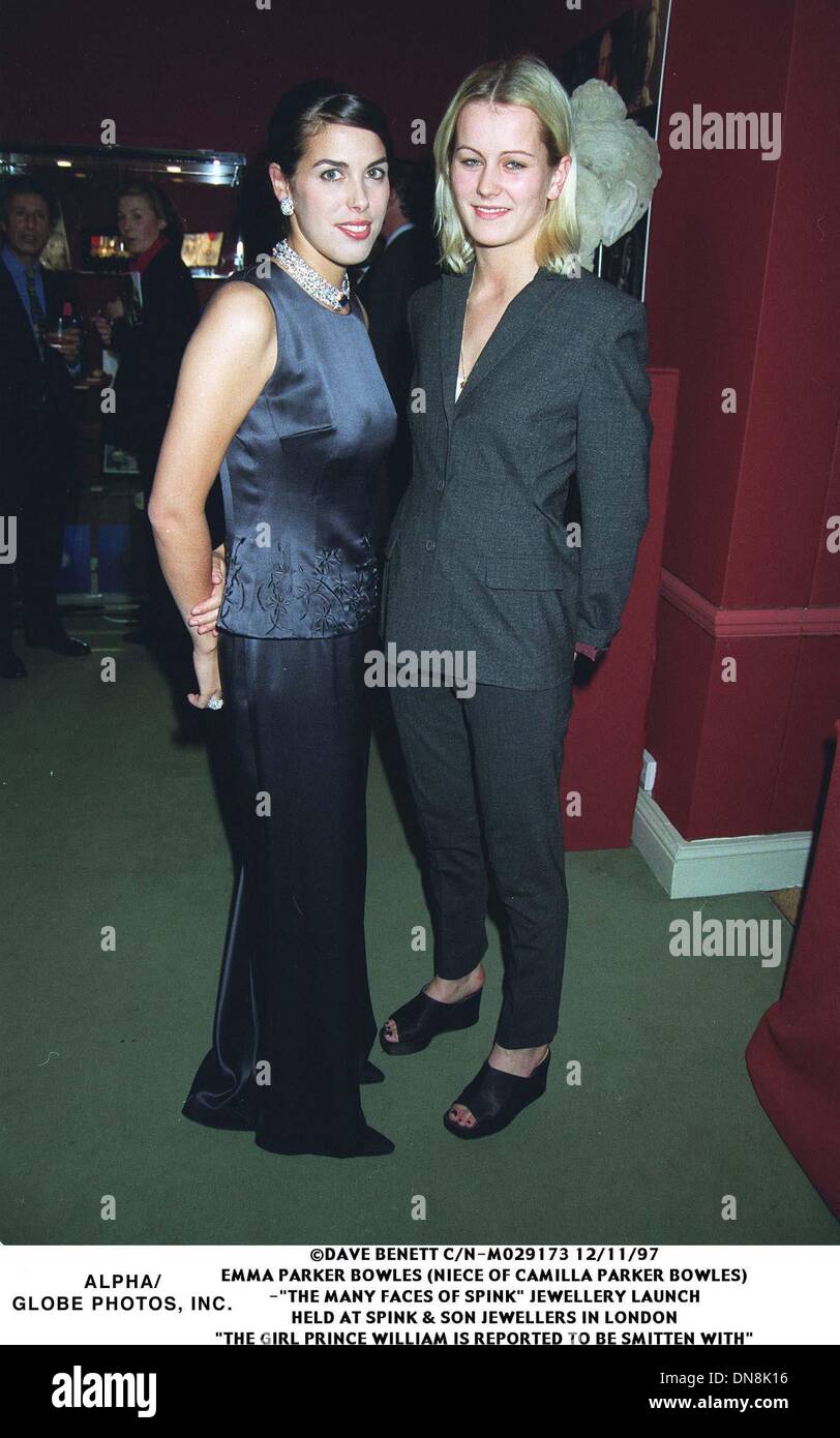 12. November 1997 - Â © DAVE BENETT C/N-M029173 12/11/97.EMMA PARKER BOWLES (Nichte von CAMILLA PARKER BOWLES).-"die vielen Gesichter von SPINK'' Schmuck starten. STATT BEI SPINK & SOHN JUWELIERE IN LONDON. " DIE Mädchen Prinz WILLIAM wird berichtet, dass mit geschlagen werden "(Kredit-Bild: © Globe Photos/ZUMAPRESS.com) Stockfoto