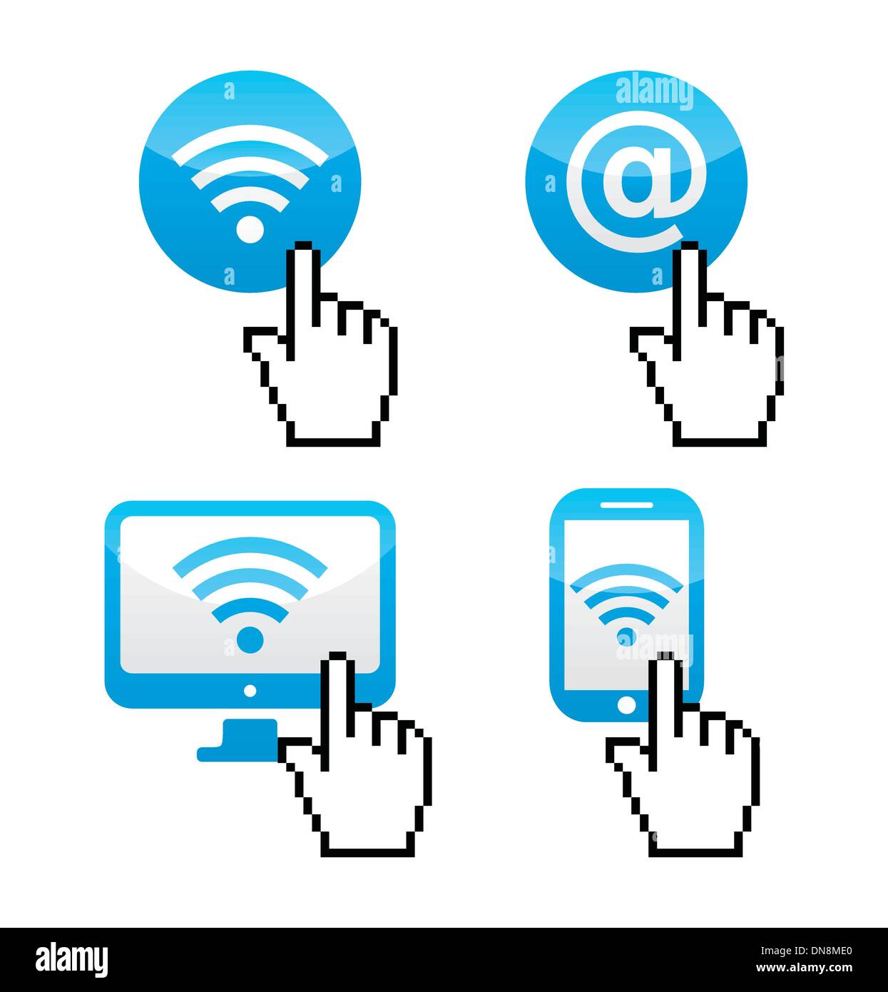 WiFi-Symbol mit Cursor Hand Symbole Stock Vektor