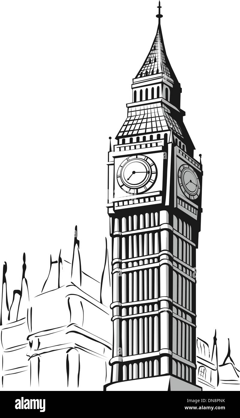Skizze des Big Ben London Stock Vektor