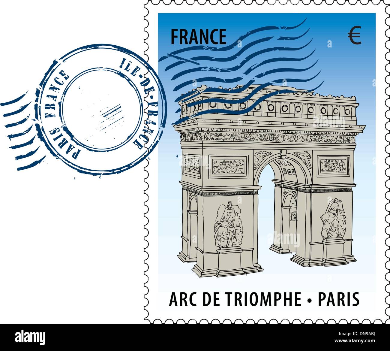 Poststempel aus Frankreich Stock Vektor