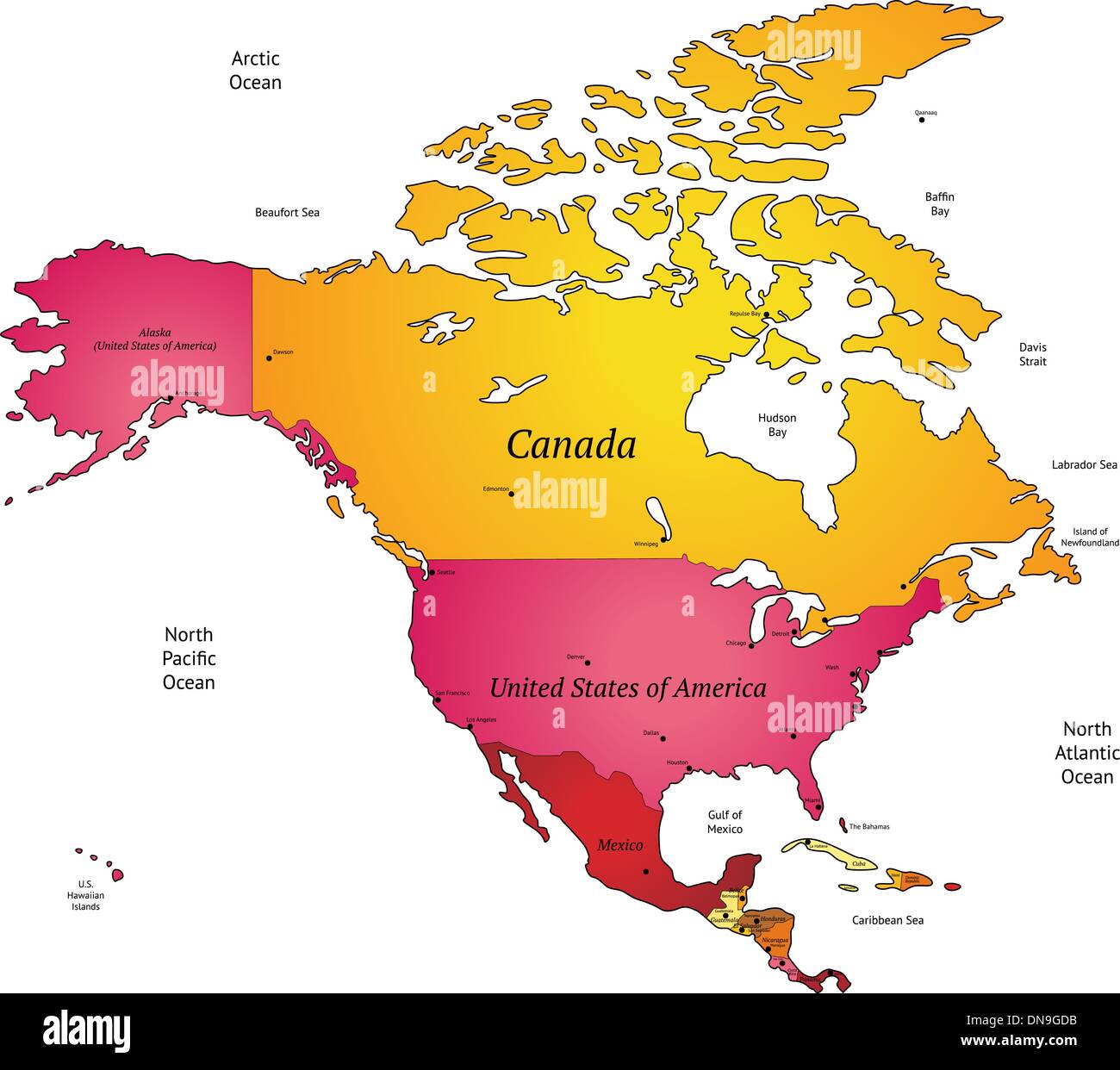 Karte von Nordamerika Stock Vektor