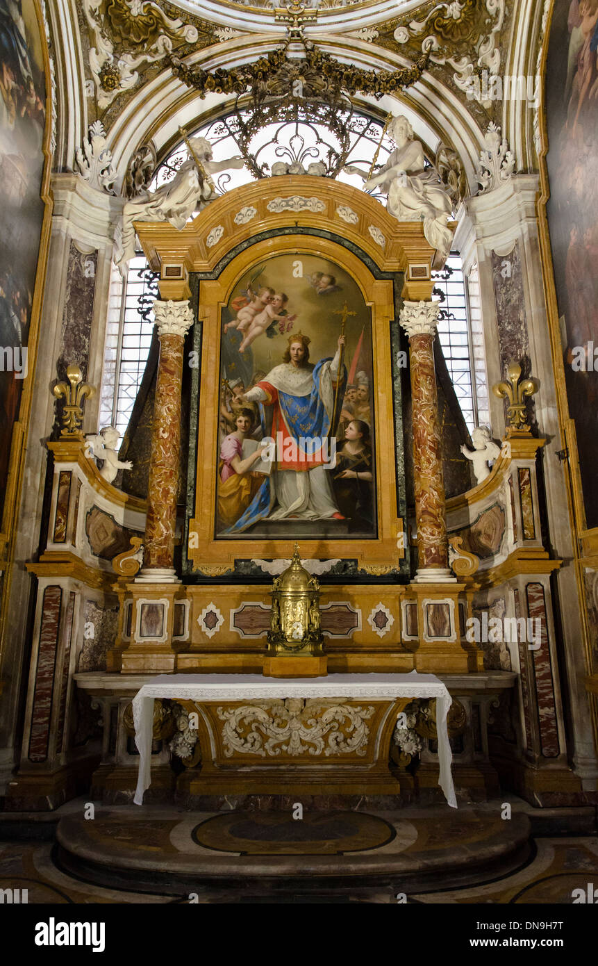 Kapelle von St. Louis König von Frankreich in der Kirche von St. Louis der Franzosen (Chiesa di S. Luigi dei Francesi) - Rom, Italien Stockfoto