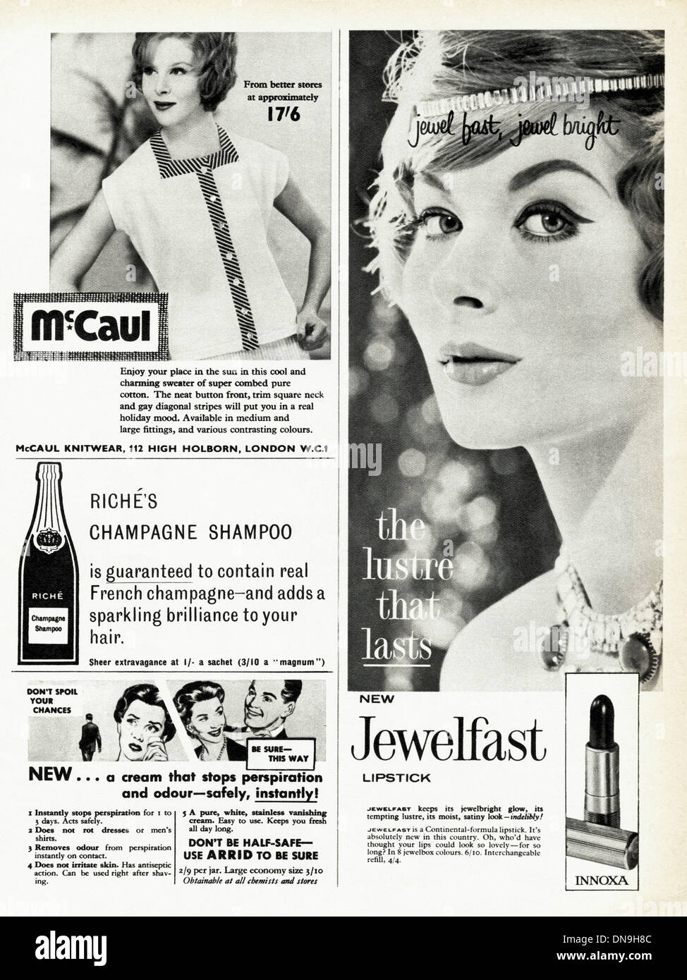 1950er Jahre Werbung Vintage Original Frauen Mode Magazin Werbung Auswahl Der Typischen Werbung Der Zeit Stockfotografie Alamy