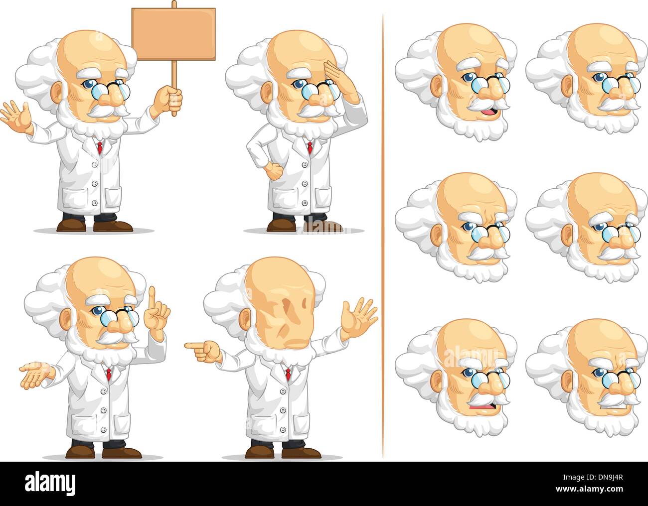 Wissenschaftler oder Professor anpassbare Maskottchen 8 Stock Vektor