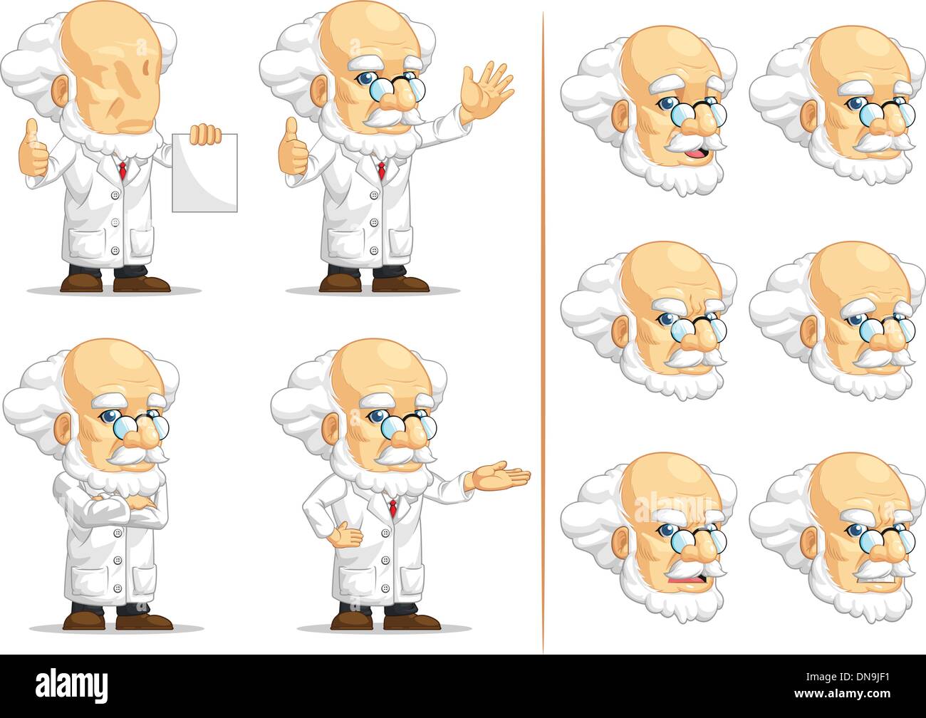 Wissenschaftler oder Professor anpassbare Maskottchen 13 Stock Vektor