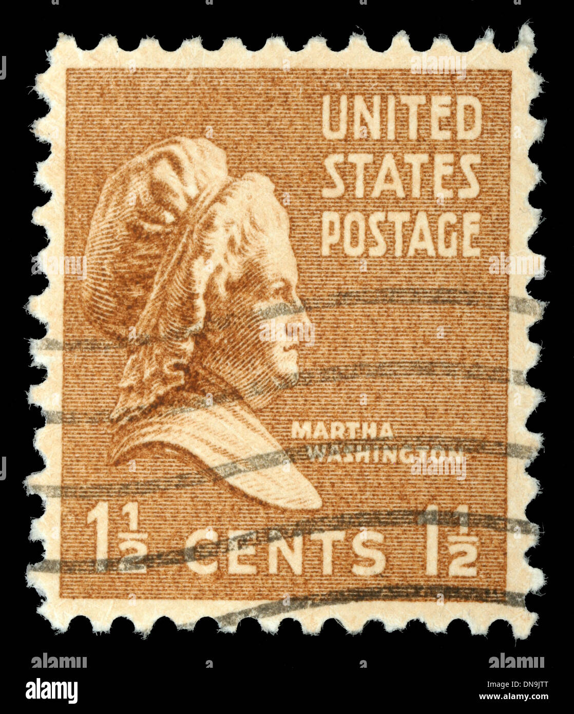 Stempel zeigt Porträt Martha Dandridge Custis Washington, ca. 1938. Stockfoto