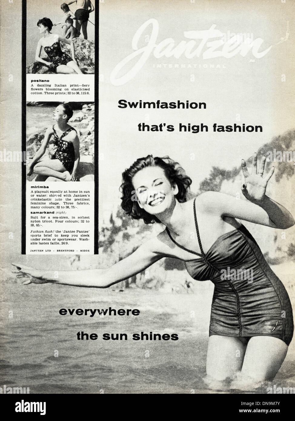 1950er Jahre Werbung Vintage Original Frauen Mode Magazin Werbung Fur Damen Swimfashion Von Jantzen International Stockfotografie Alamy