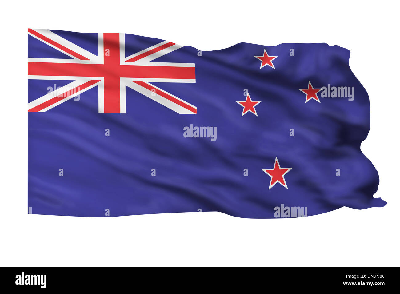 Flagge von New Zealand fliegt hoch. Stockfoto