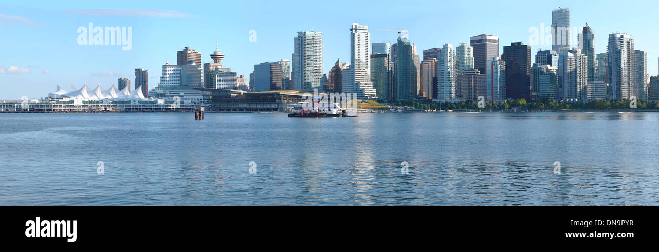 Eine große Panorama der Skyline von Canada Place Waterfront Vancouver BC. Stockfoto