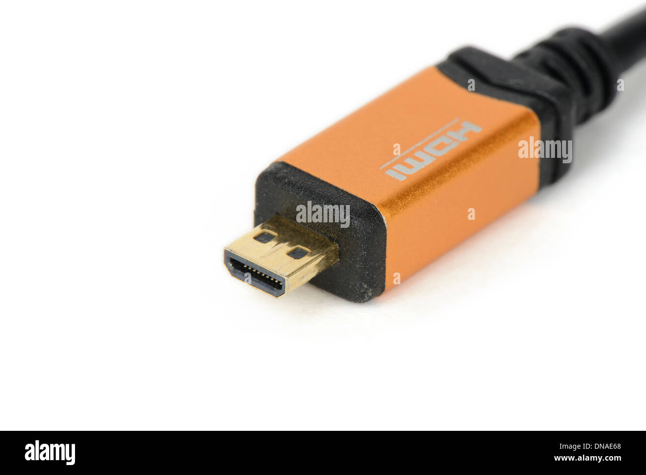 Nahaufnahme des Kopfes Micro HDMI Kabel Stockfoto