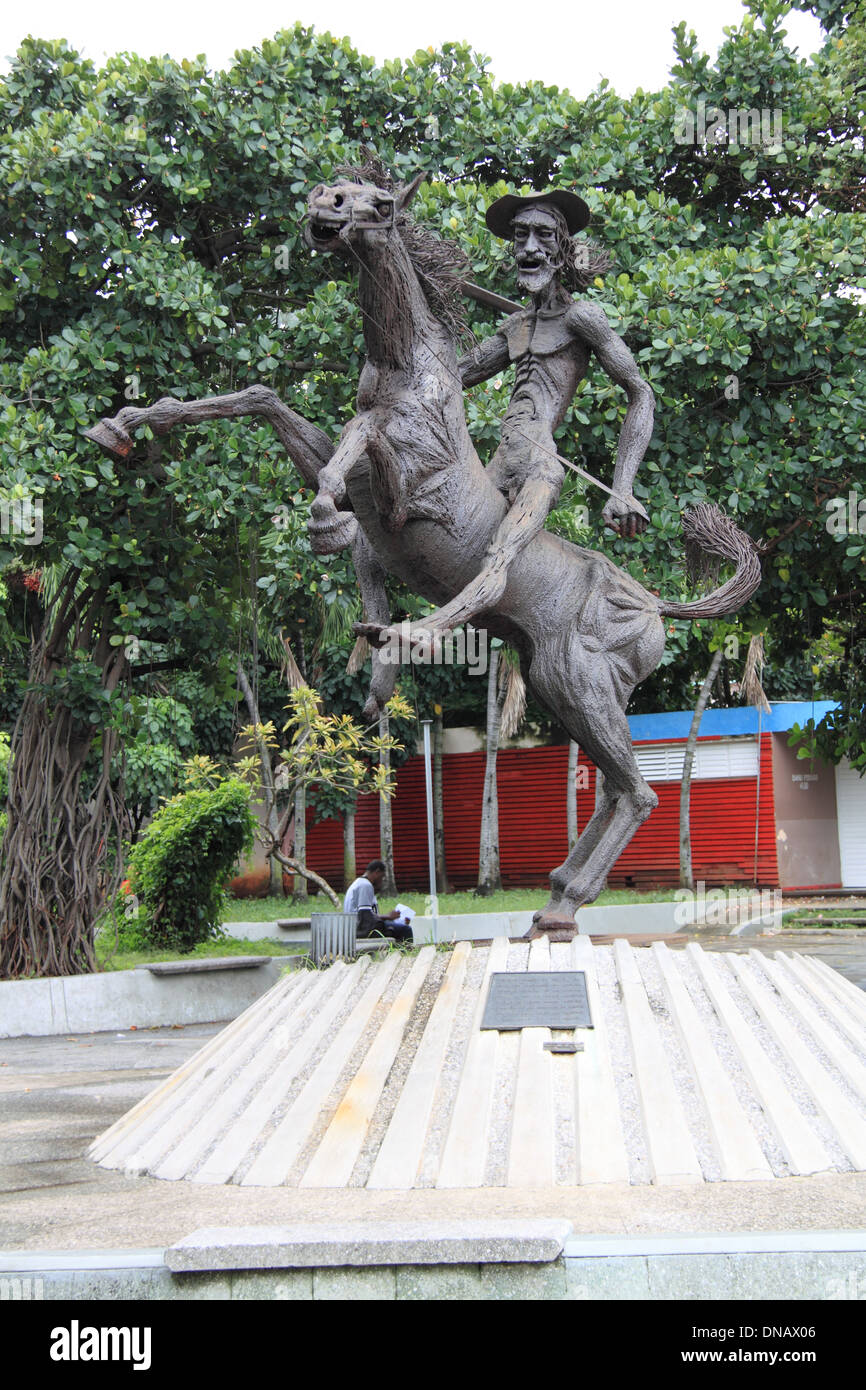 Don Quijote-Statue von Sergio Martinez (1980), Parque El Quijote, Vedado, Havanna, Kuba, Karibik, Mittelamerika Stockfoto