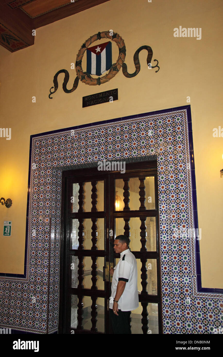 Haupteingangstüre, Lobby, Hotel Nacional de Cuba, Calle 0, Vedado, Havanna, Kuba, Karibik, Mittelamerika Stockfoto