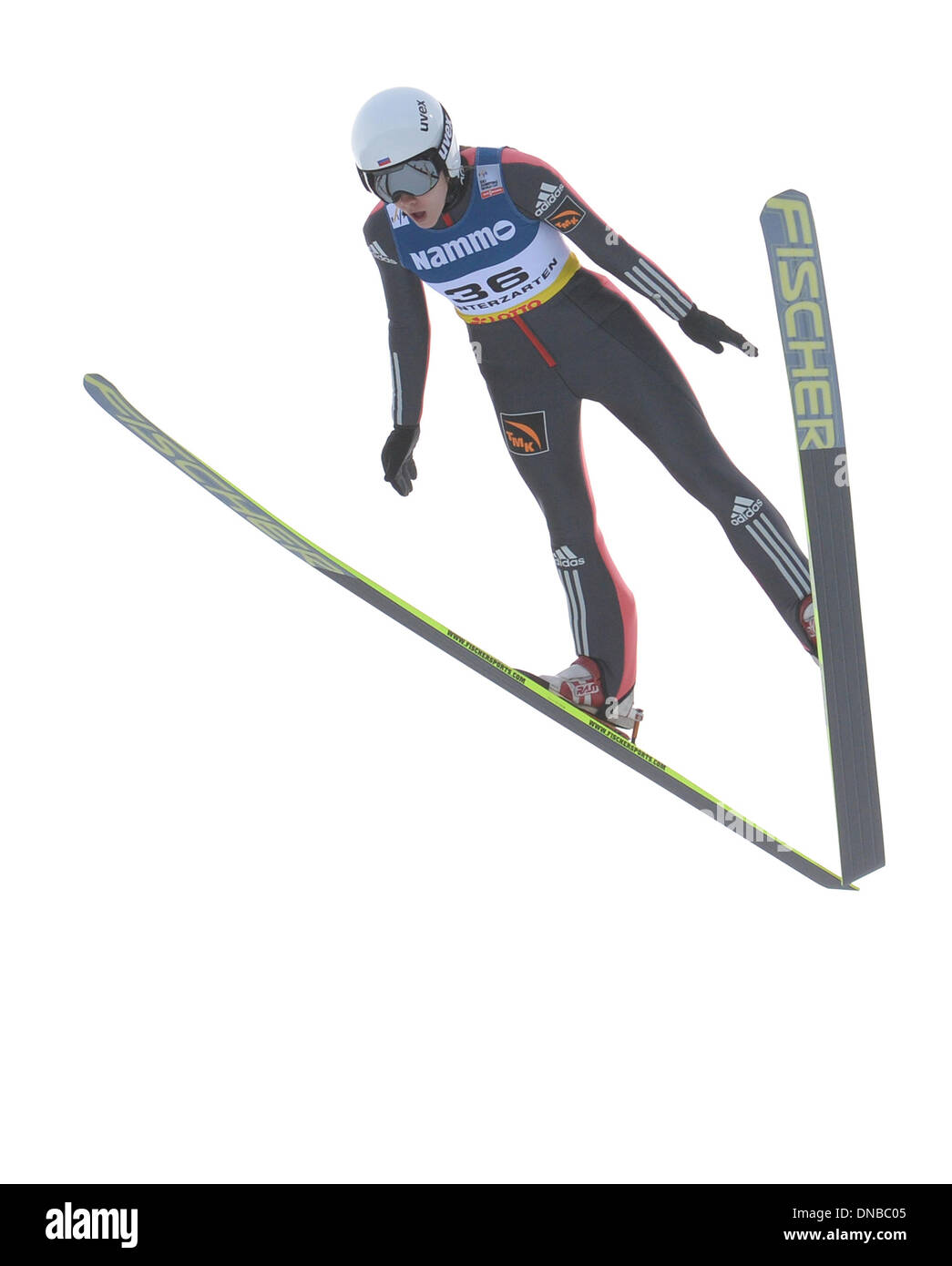 Hinterzarten, Deutschland. 21. Dezember 2013. Russlands Irina Avvakumova kommt auf dem dritten Platz beim Weltcup Skispringen in Hinterzarten, Deutschland, 21. Dezember 2013. Foto: PATRICK SEEGER/Dpa/Alamy Live News Stockfoto