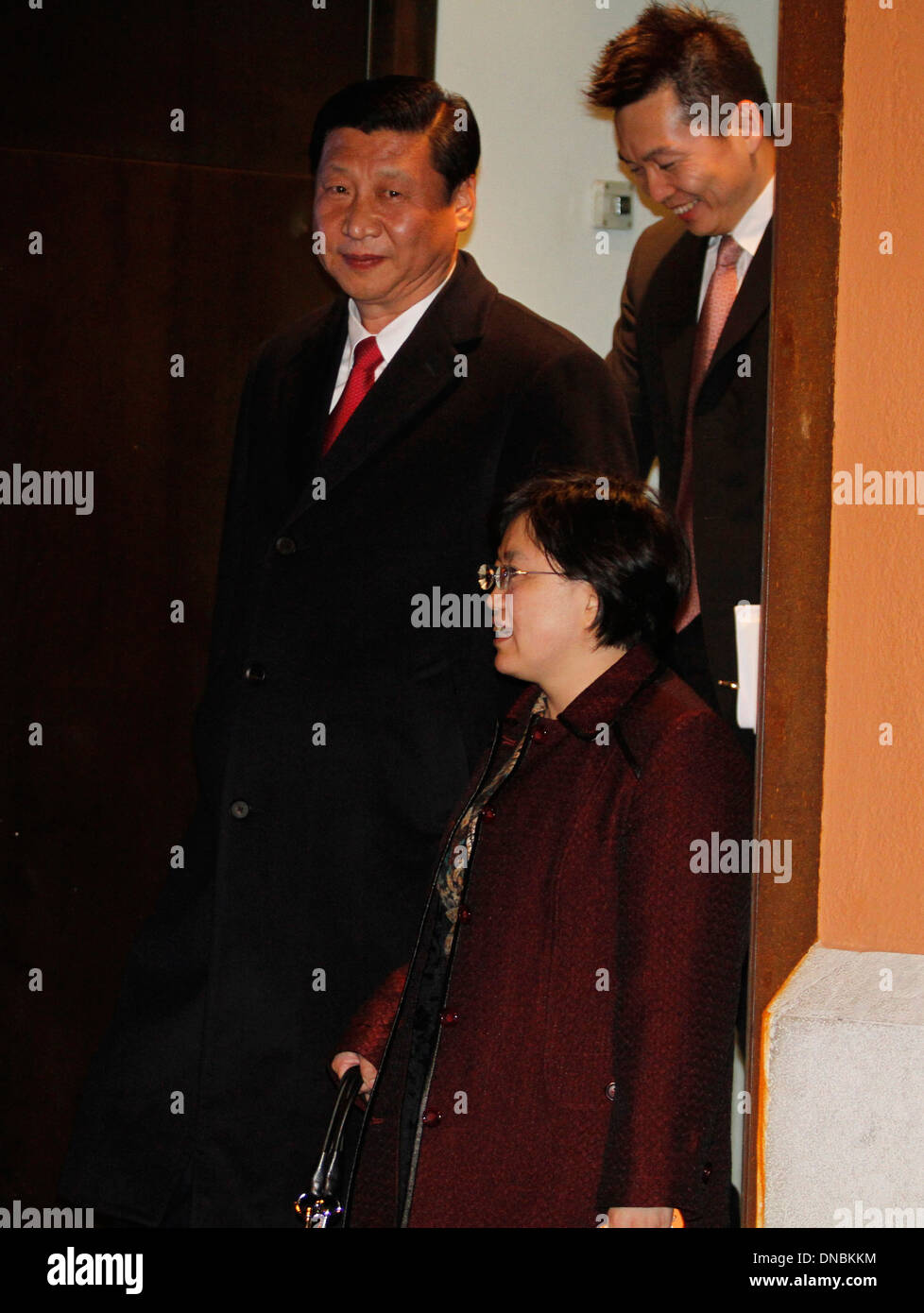 Chinesischen Ministerpräsidenten Xi Jinping gesehen bei einem kommerziellen Besuch in der spanischen Insel Mallorca, Spanien Stockfoto