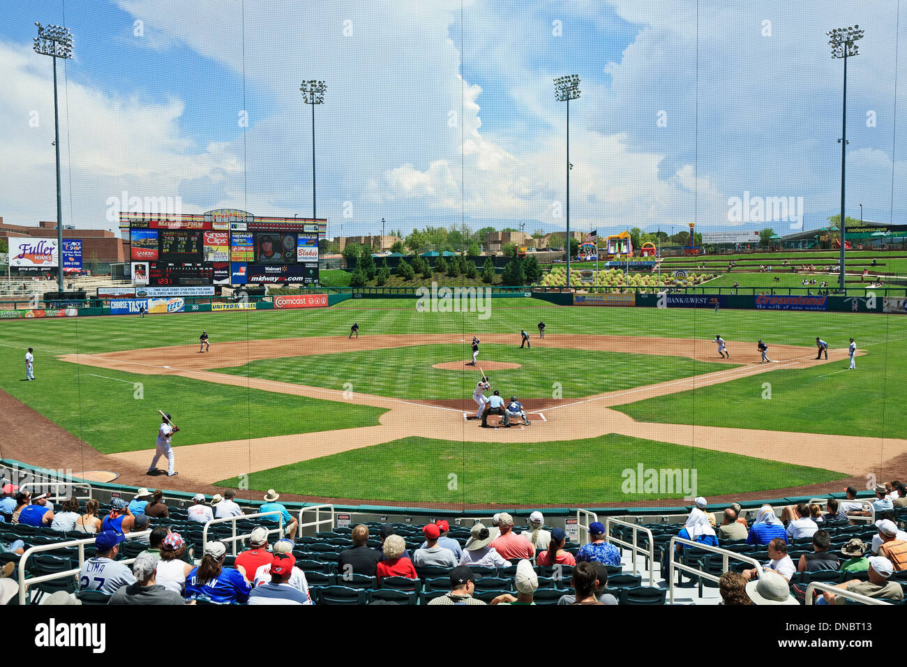 Isotope (schlagen) Baseball Spiel, Isotope Park, Albuquerque, New Mexico USA Stockfoto