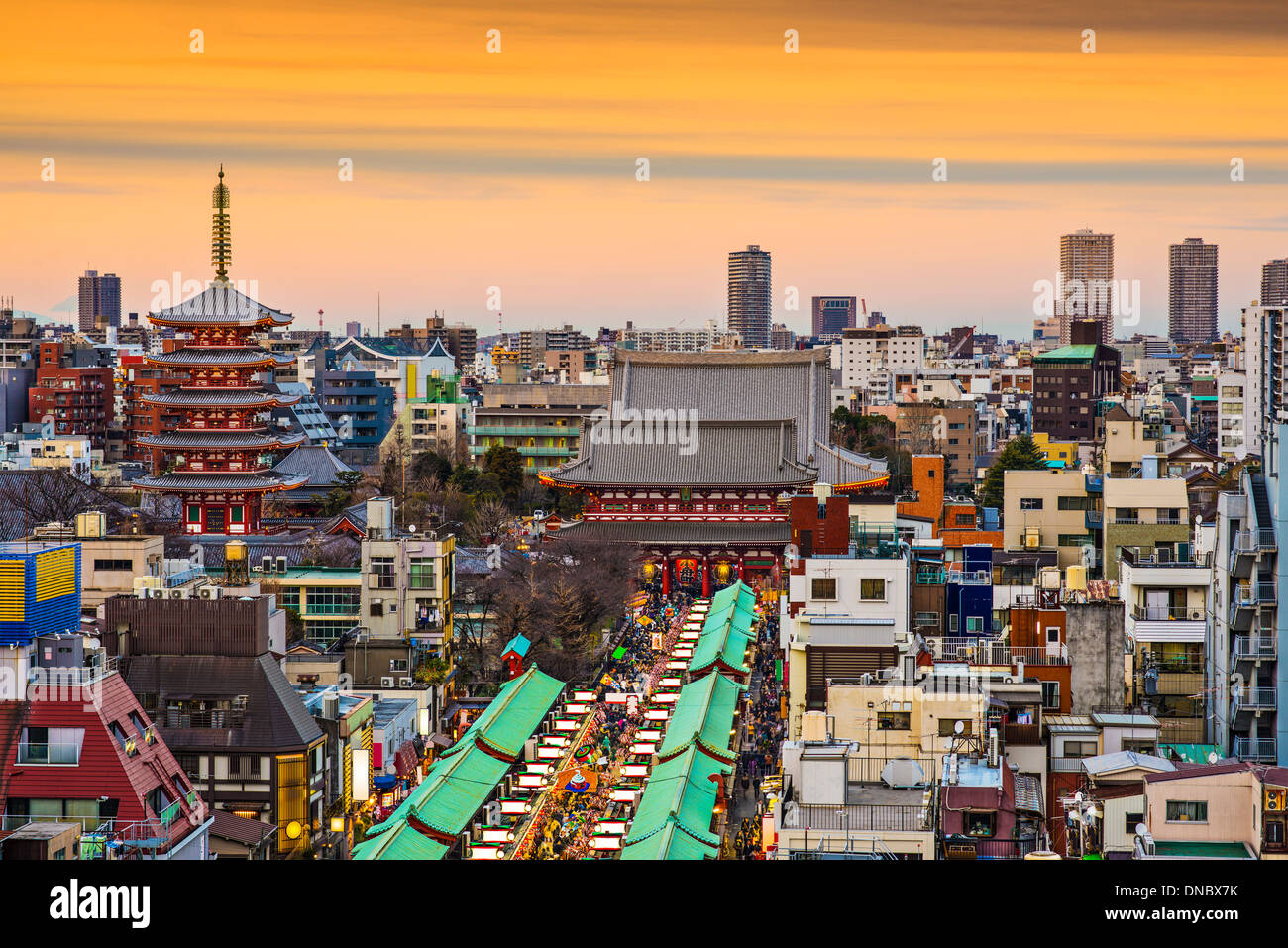 Asakusa, Tokio, Japan im Senso-Ji Tempel. Stockfoto