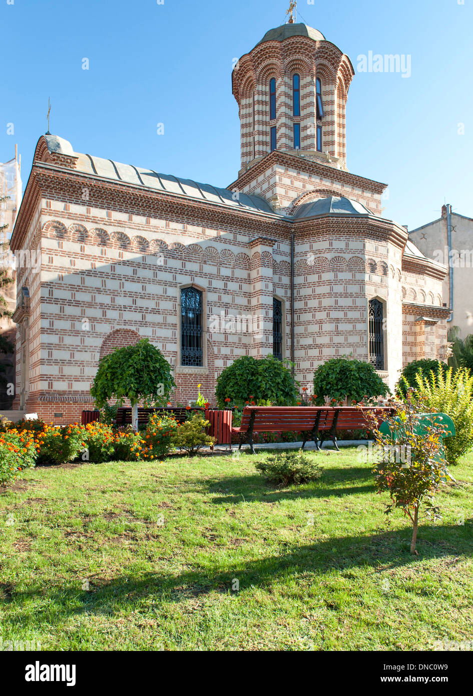 Curtea Veche Kirche (alte fürstliche Hofkirche) in der alten Stadt Bukarest, die Hauptstadt von Rumänien. Stockfoto