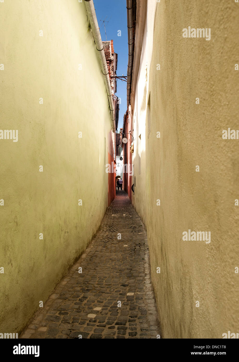 Seil-Straße (Strada Sforii) in der Altstadt in Brasov, einer Stadt in der Zentralregion Rumäniens in Transsilvanien. Stockfoto