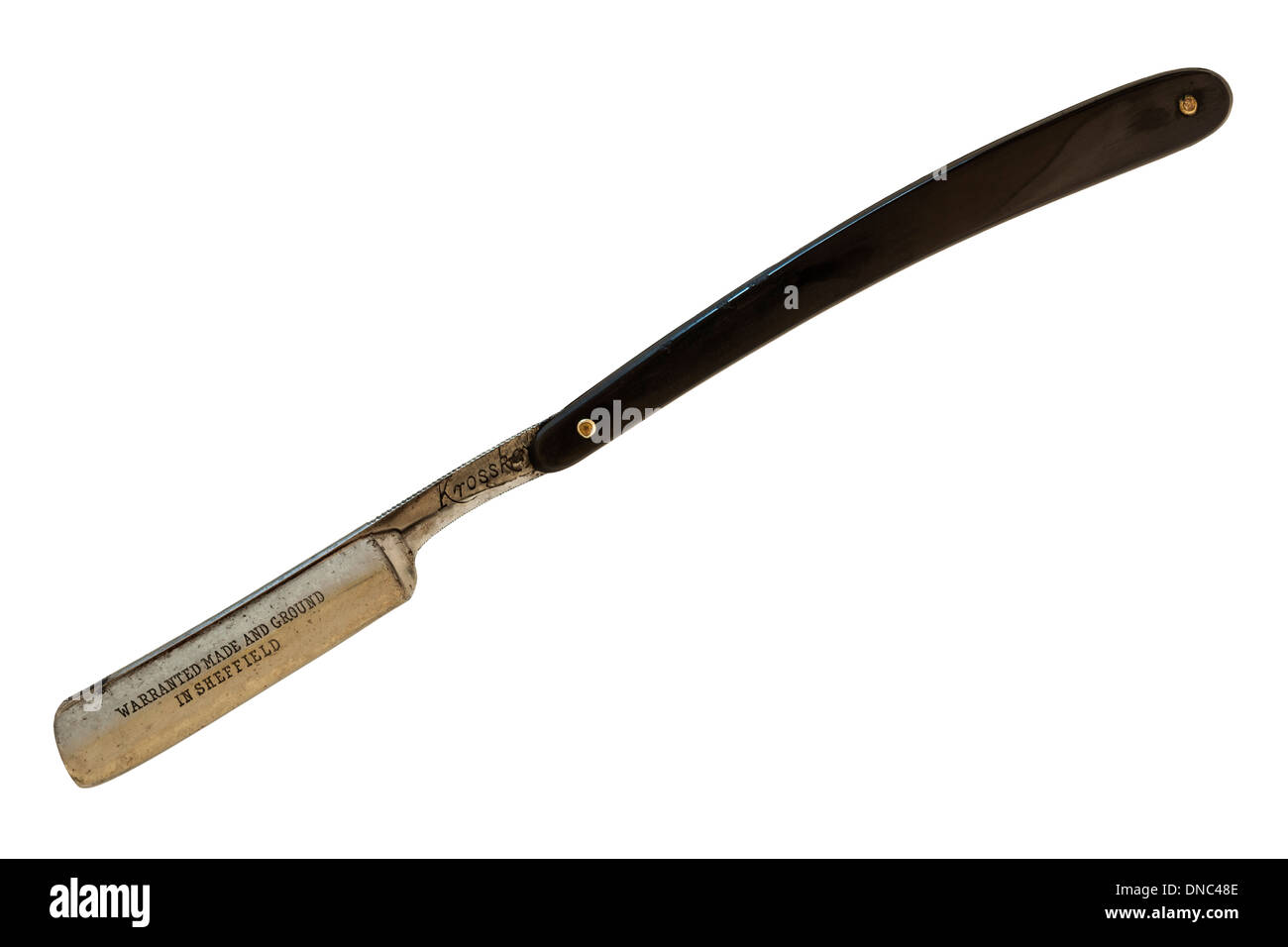 Ein Vintage Krosskeys Kehle Rasiermesser auf weißem Hintergrund Stockfoto