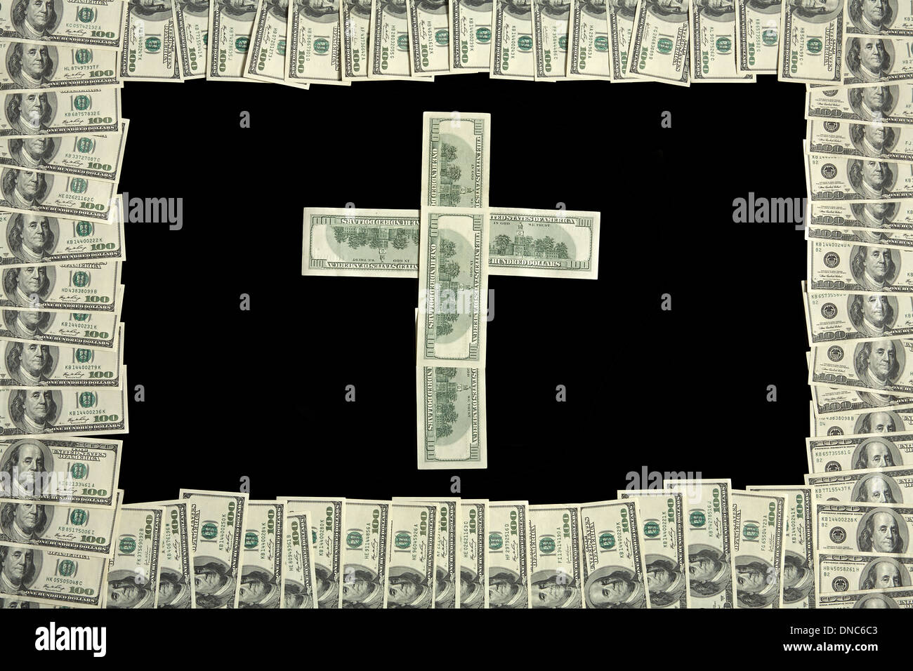 Geld Kreuz Stockfoto