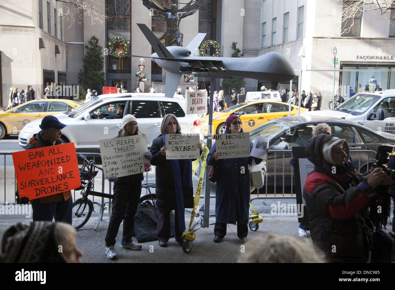 Aktivisten auszusprechen gegen das US-Militär Drohnenprogramm im Ausland viele Zivilisten töten. Stockfoto