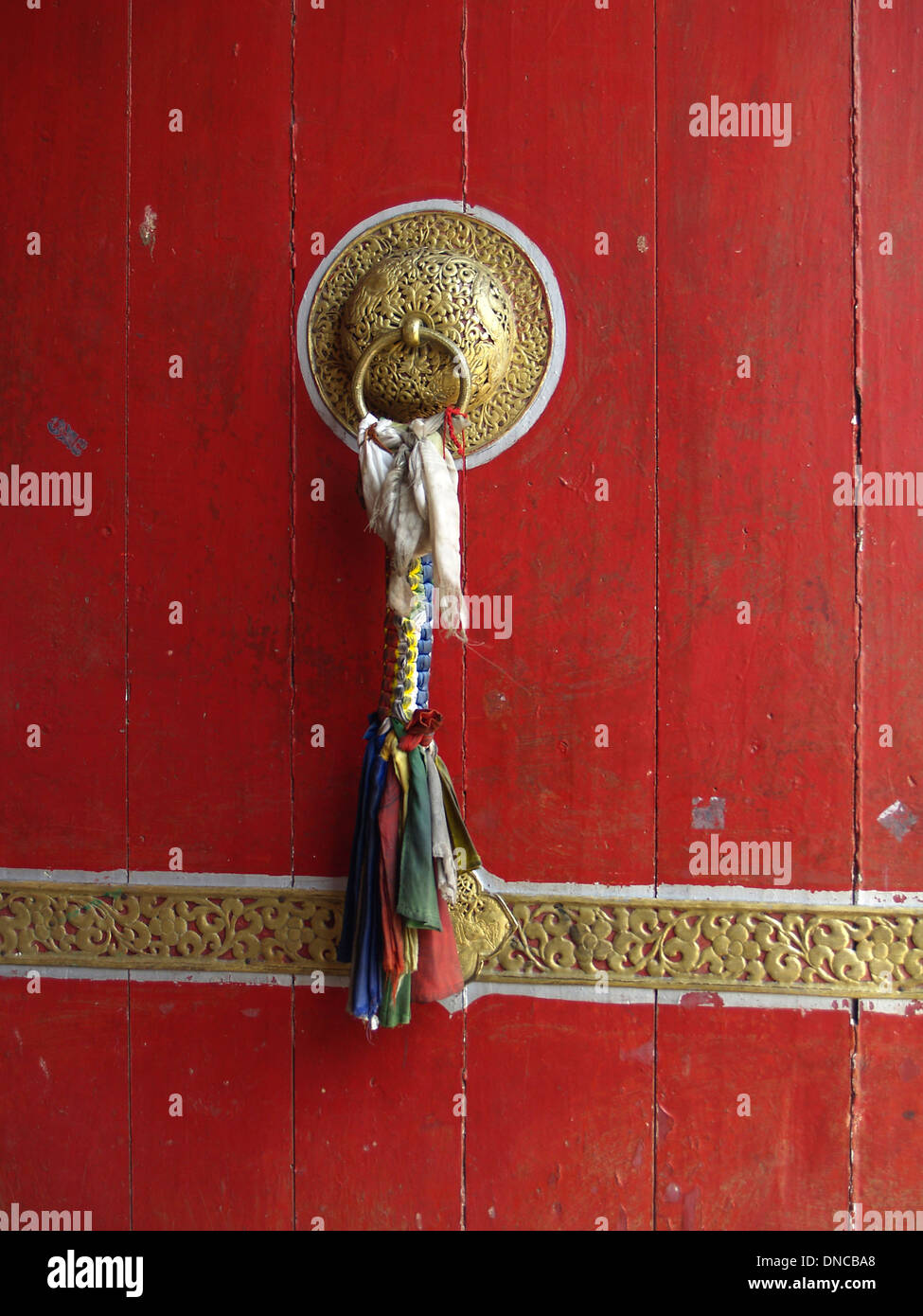 Dekorative Tür ziehen, neue Kloster Rumtek, Sikkim Stockfoto
