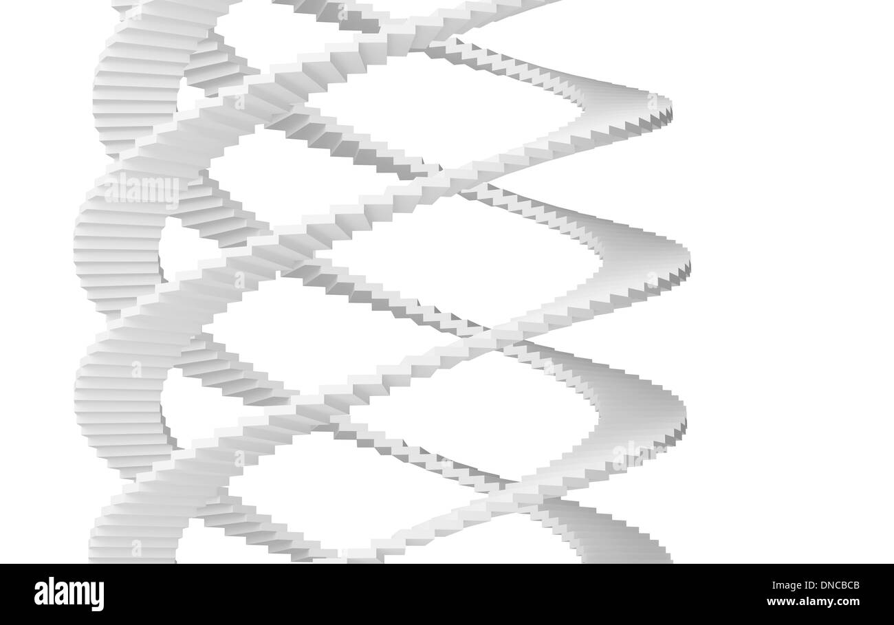 Wendeltreppen isoliert auf weißem Hintergrund. 3D illustration Stockfoto