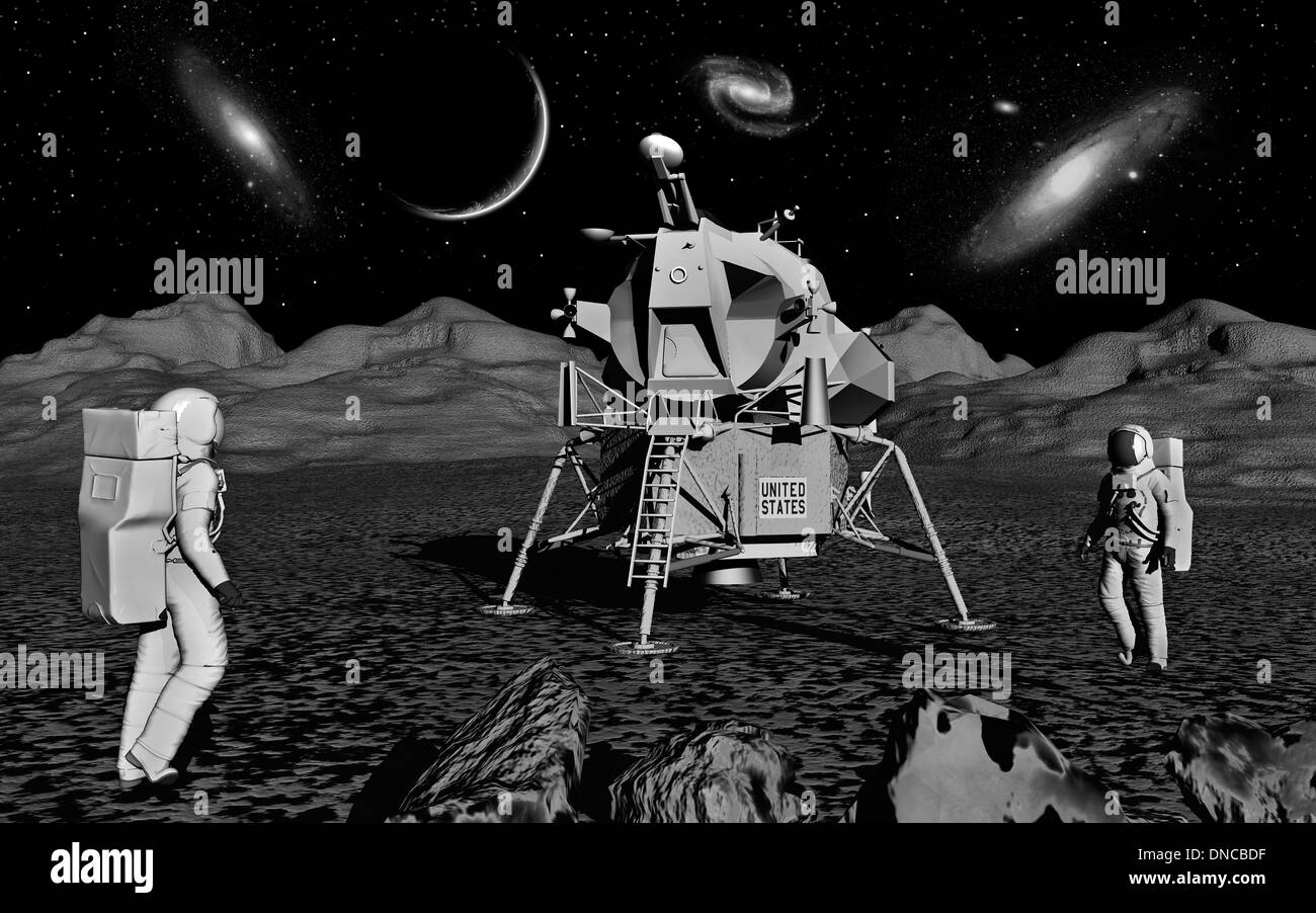 Mond Landing.1. Stockfoto