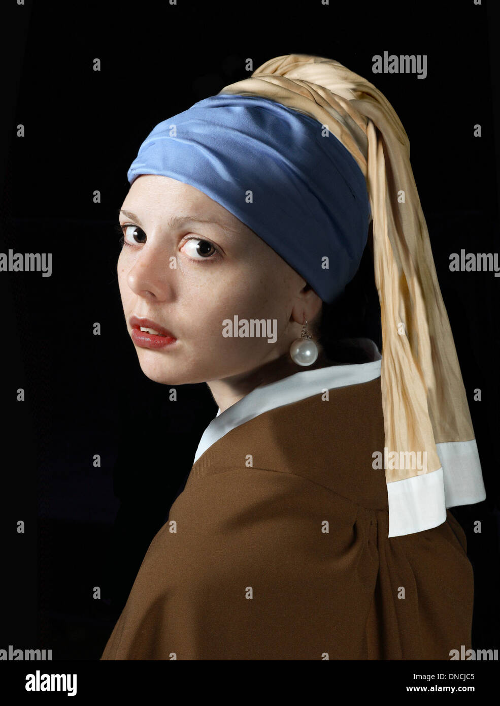 Mädchen mit dem Perlenohrring nach Vermeer Stockfoto
