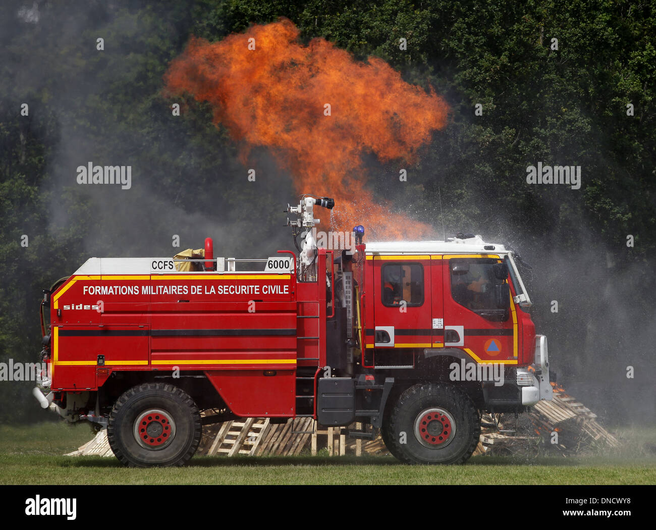 Nogent-le-Rotrou, 2012: Ausbildung der Feuerwehrleute, die Zugehörigkeit zu den französischen Zivilschutz Stockfoto
