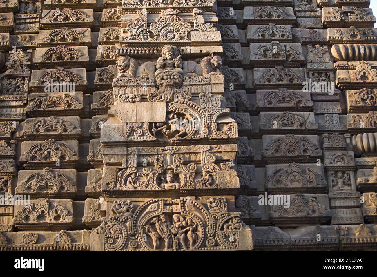 Muktesvara Tempel - Skulptur-Details. Hindu Tempel, der Shiva gewidmet. Bhubaneshwar, Odisha, Indien Stockfoto