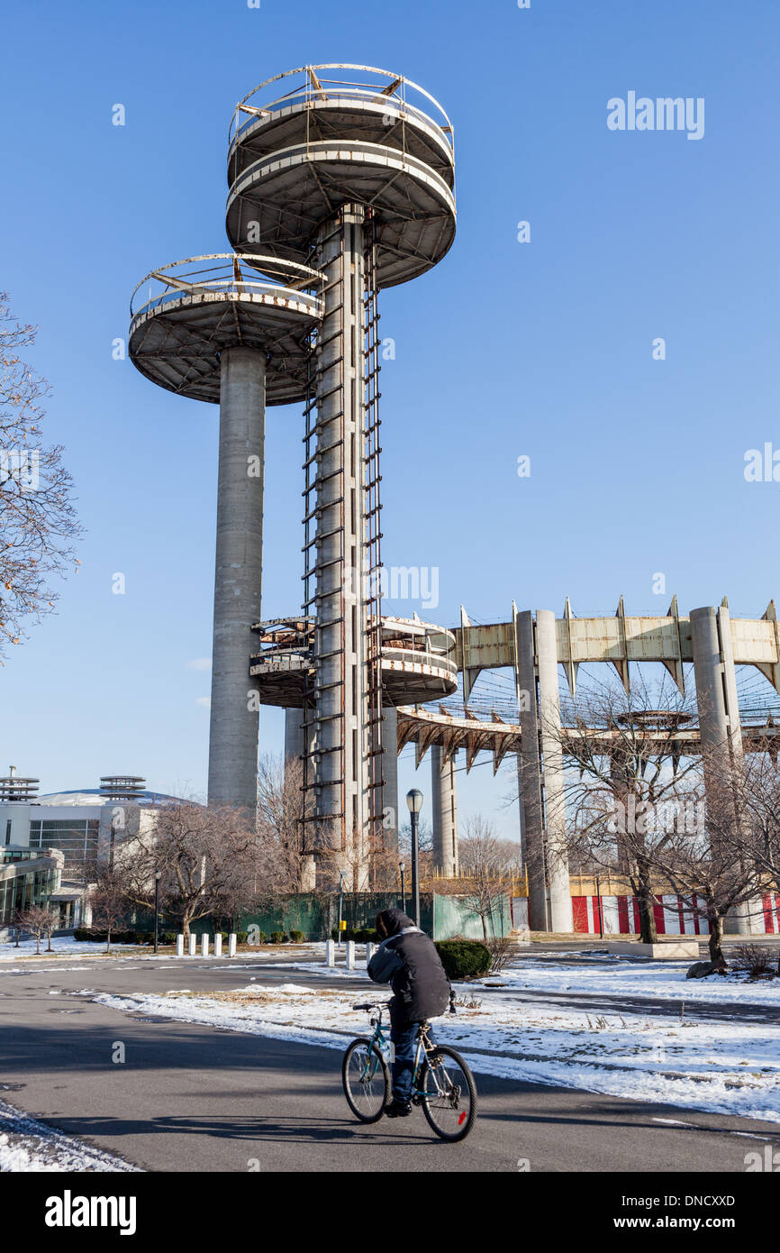 New York State Pavillon, von Philip Johnson und Richard Foster, für 1964 Weltausstellung, Flushing Meadows, Queens, New York. Stockfoto