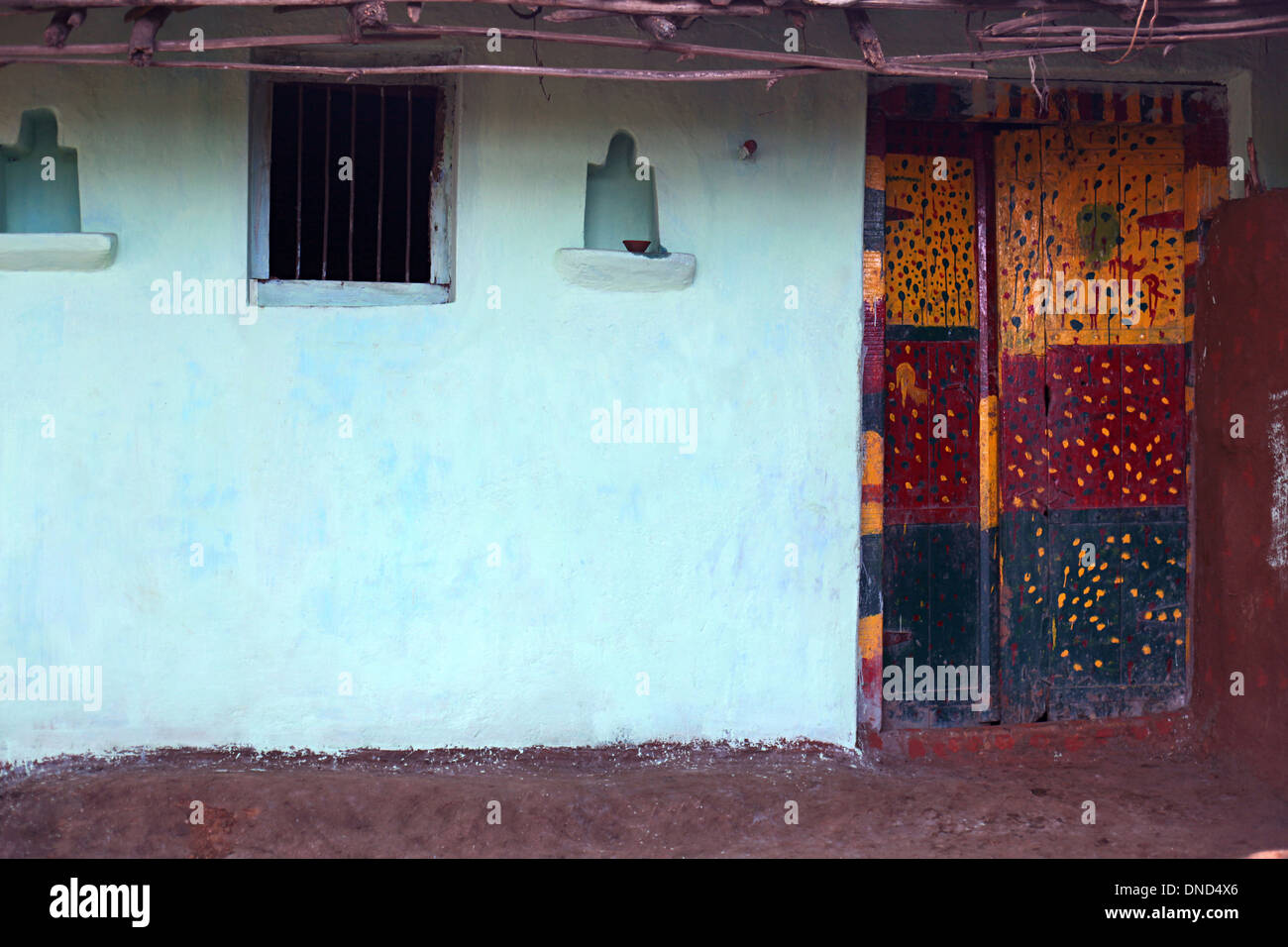 Dekorative Stammes-Haus, Madhya Pradesh, Indien Stockfoto