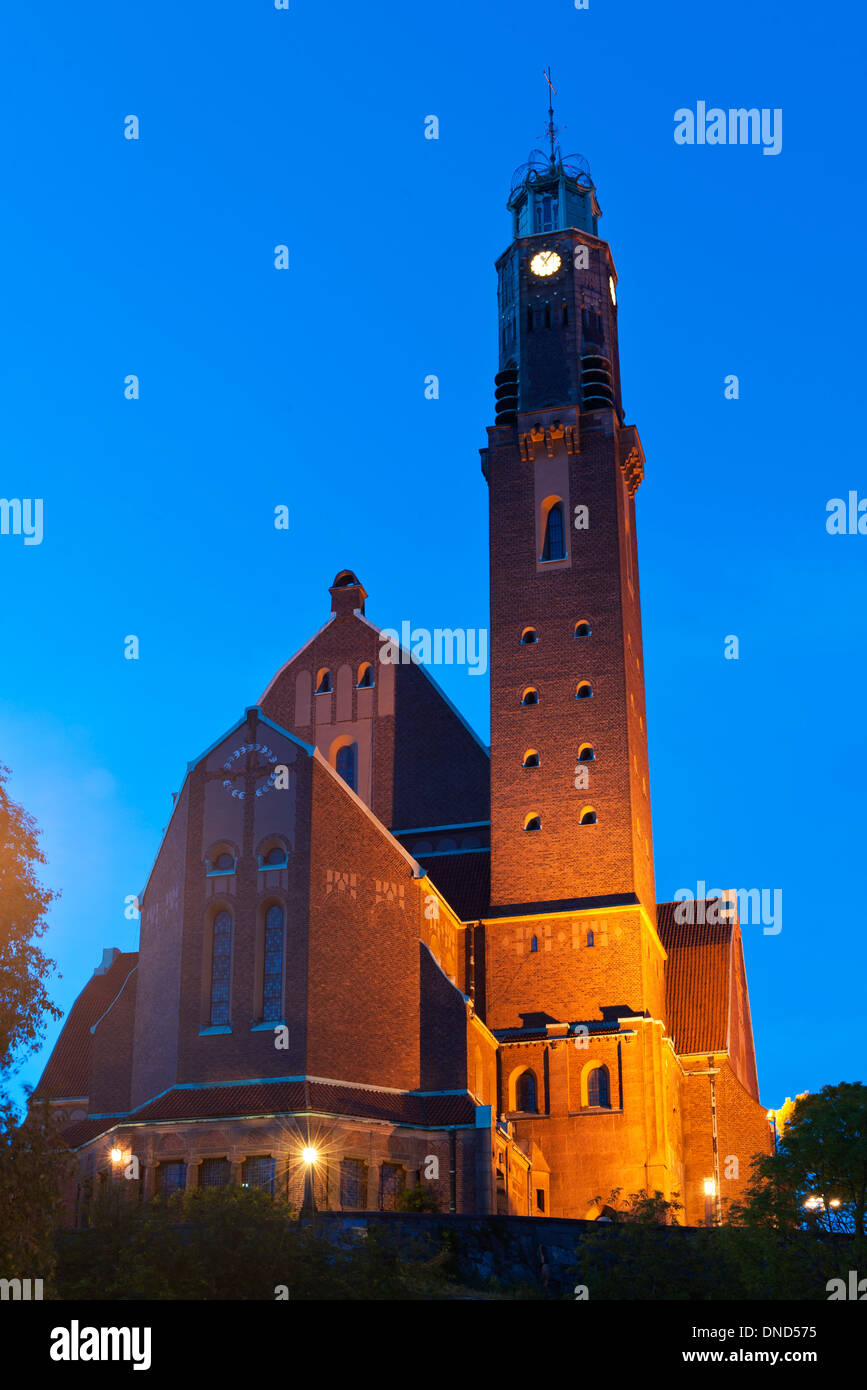 Abends Blick auf Engelbrektskyrkan (1914), eine Pfarrkirche in Engelbrekts Pfarre, Stockholm, Schweden Stockfoto