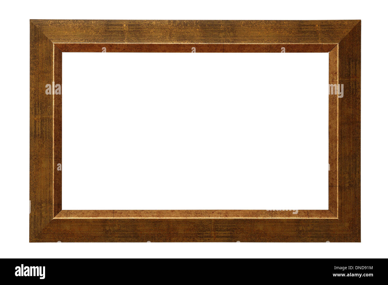 einfach alte Holz Bilderrahmen isoliert auf weißem Hintergrund Stockfoto