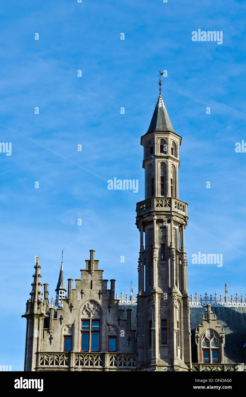 Brugge-Rathaus-Turm Stockfoto