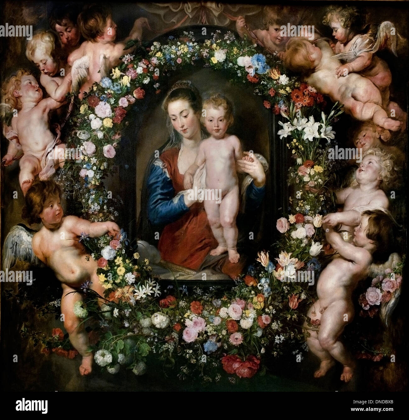 Rubens malte Figuren und Brueghel der Girlande 1616 Rubens und Jan Brueghel dem älteren (1568-1625)-Flämisch-Belgien Stockfoto