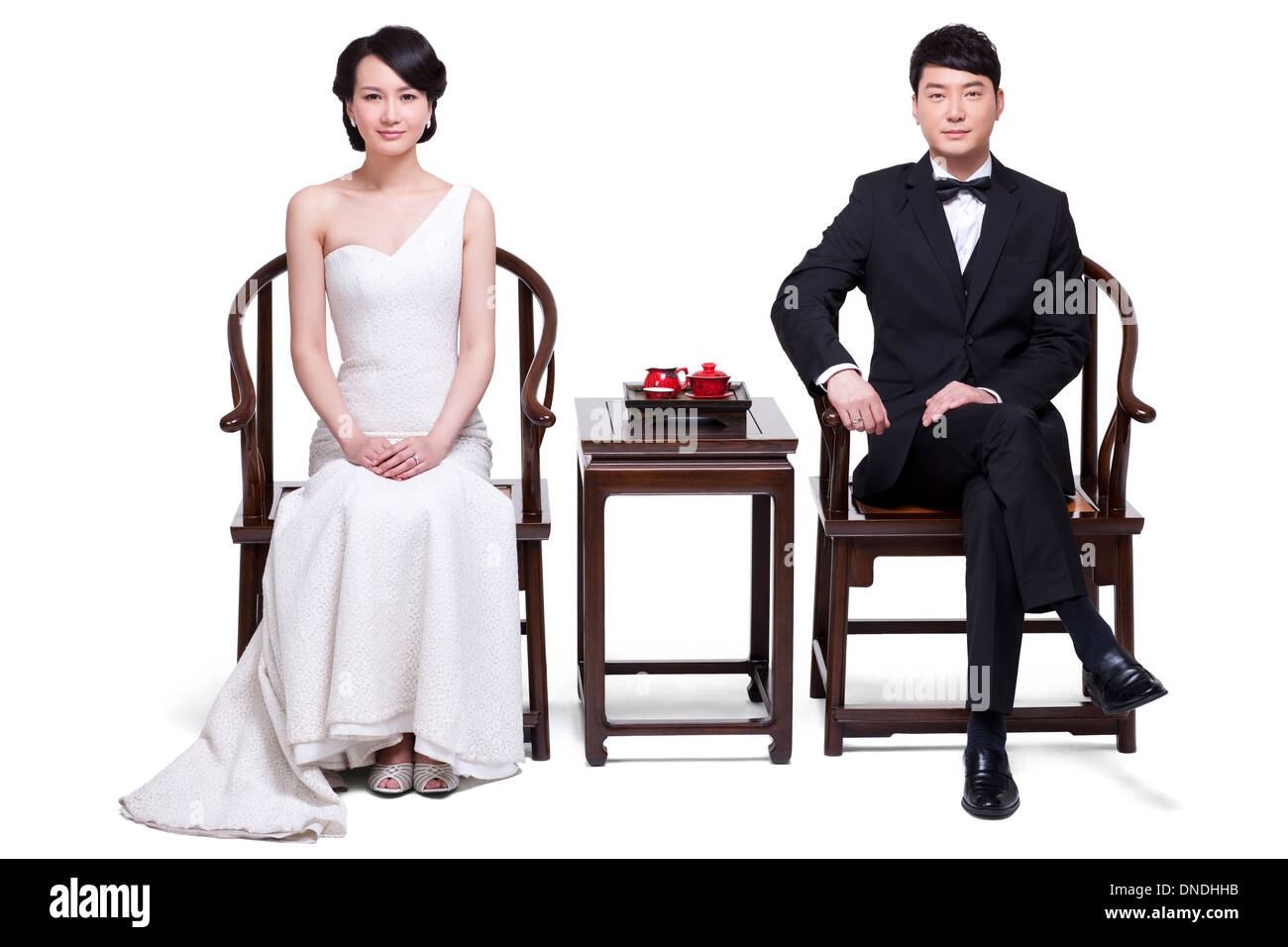 Elegante Paar und chinesischen Ming-Moebel Stockfoto