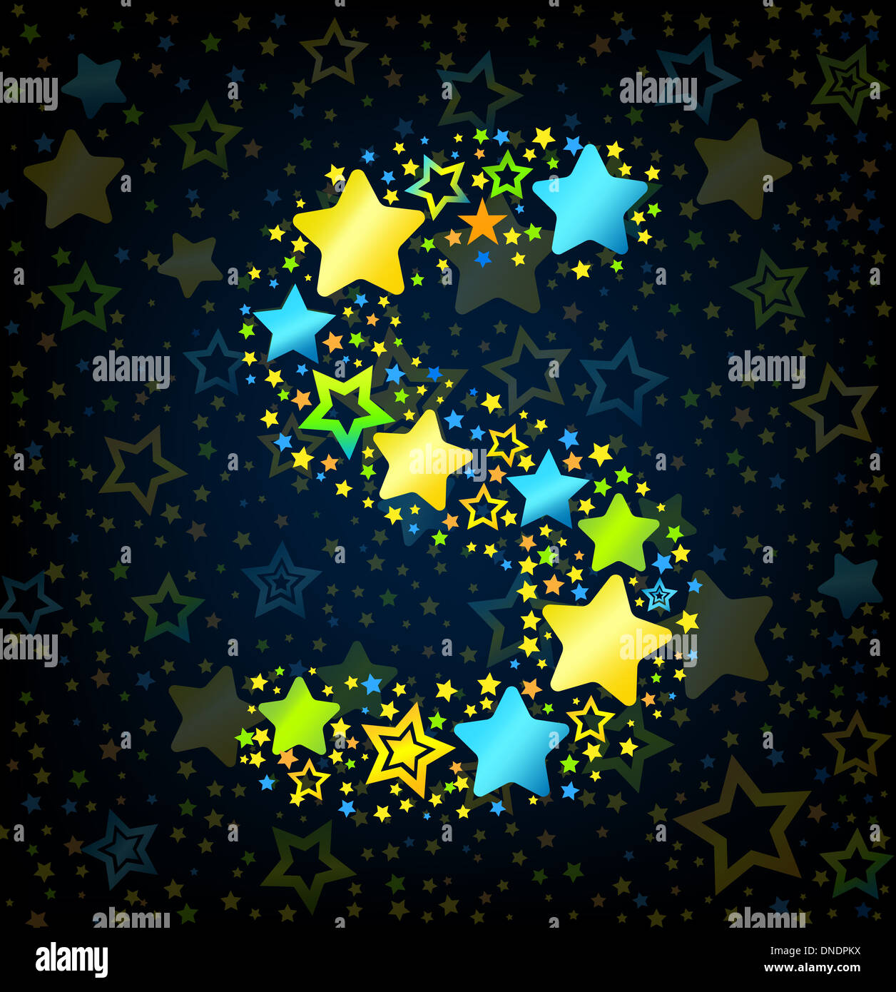Buchstabe S Cartoon Sterne farbig Stockfoto