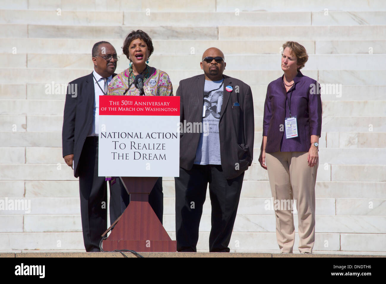 Arlene Holt Baker spricht der Exec VP AFL/CIO bei nationalen Maßnahmen zu verwirklichen den Traum marschieren und Rallye für den 50. Jahrestag des Marsches auf Washington und Martin Luther King habe ich eine Traum-Rede, 24. August 2013, Lincoln Memorial, Washington, D Stockfoto
