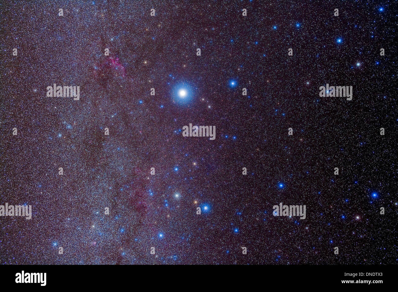 Die Konstellation Canis Major und in der Nähe von offenen Sternhaufen und Nebel. Stockfoto