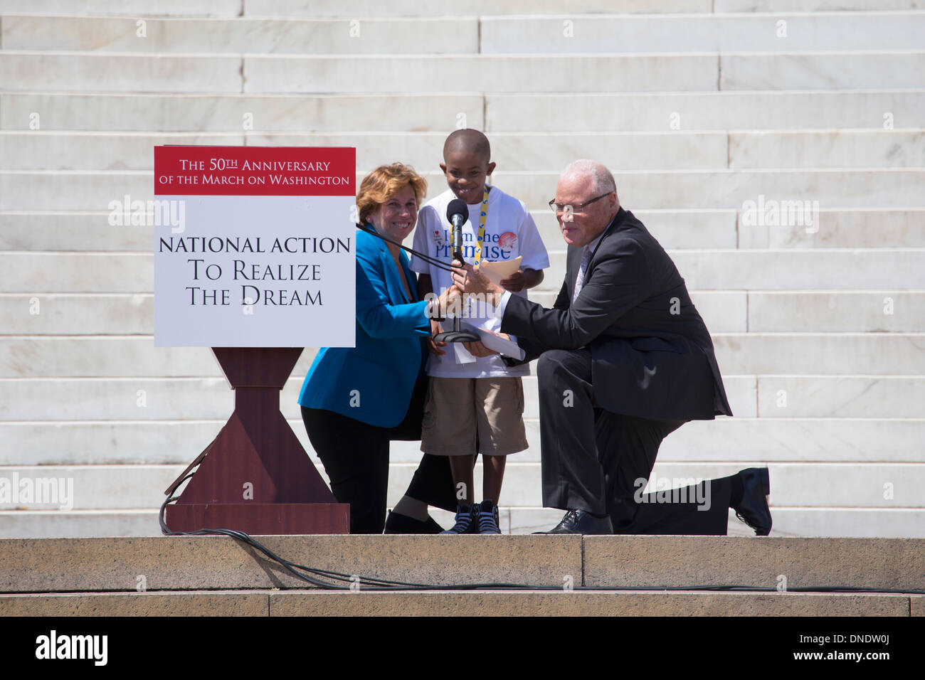 Studenten-Aktivist Sean Johnson spricht auf die nationalen Aktionspläne zu erkennen, die Traum-März und Rallye für den 50. Jahrestag des Marsches auf Washington und Martin Luther King habe ich eine Traum-Rede, 24. August 2013, Lincoln Memorial, Washington, D.C. Stockfoto