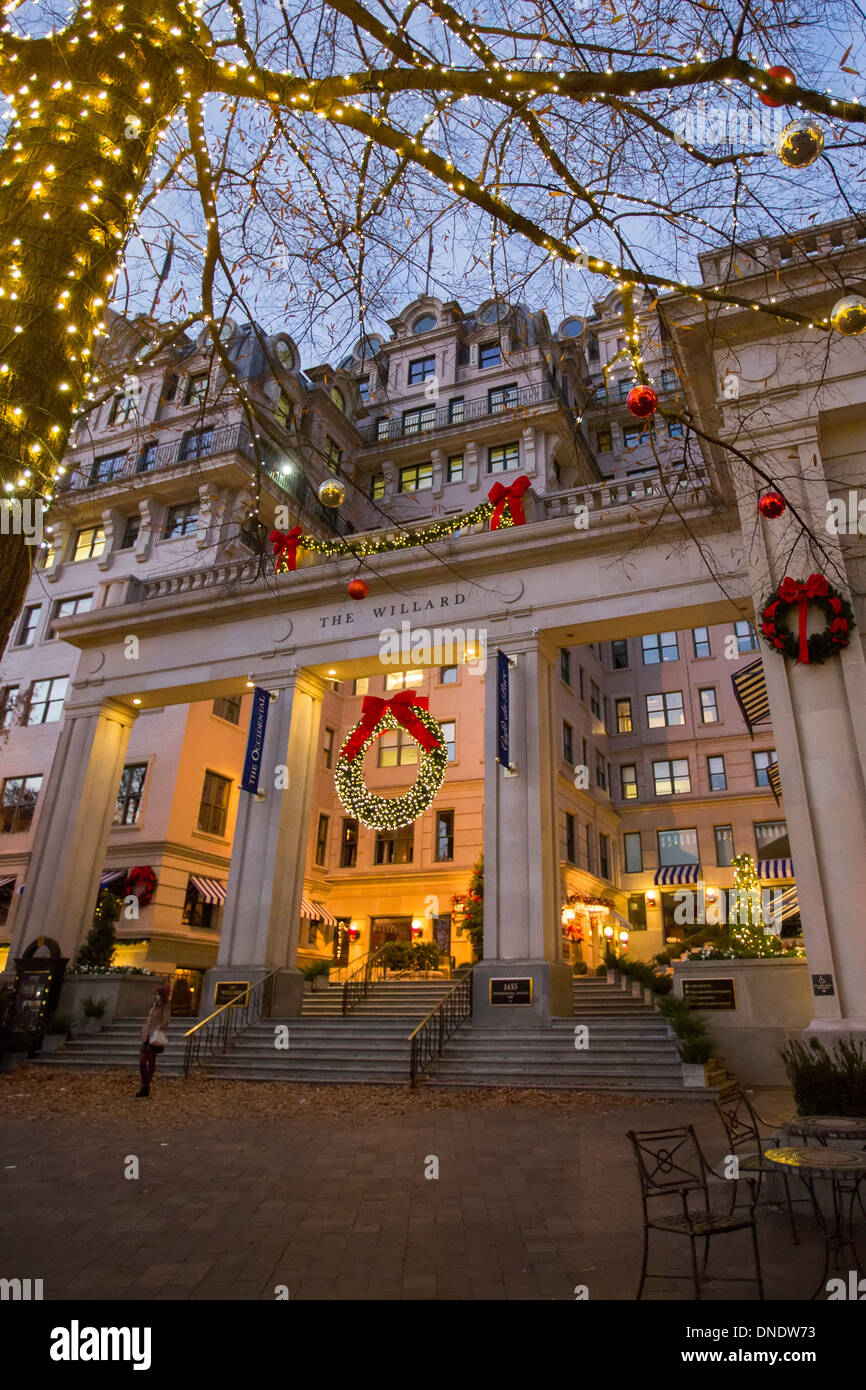 Washingtons Willard Hotel zu Weihnachten Stockfoto