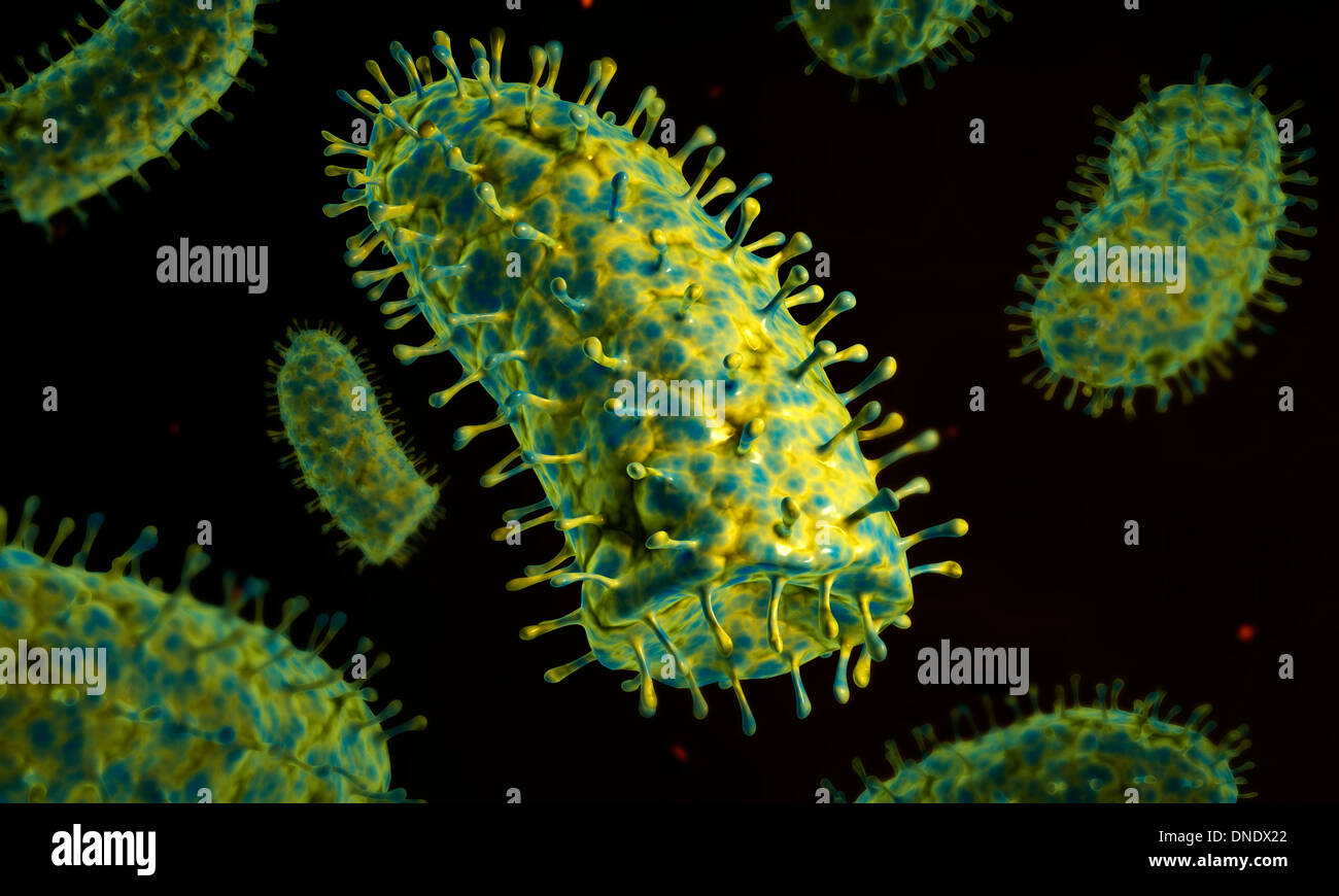 Konzeptbild von Tollwut-Virus. Stockfoto