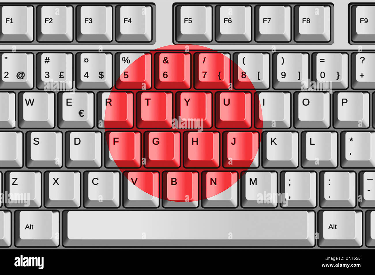 Computer-Tastatur mit Japan-Flagge-Konzept Stockfotografie - Alamy