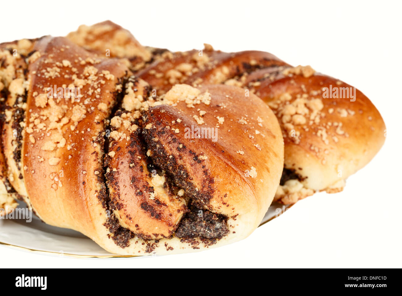 Zwei süße Brötchen mit Mohn Stockfoto