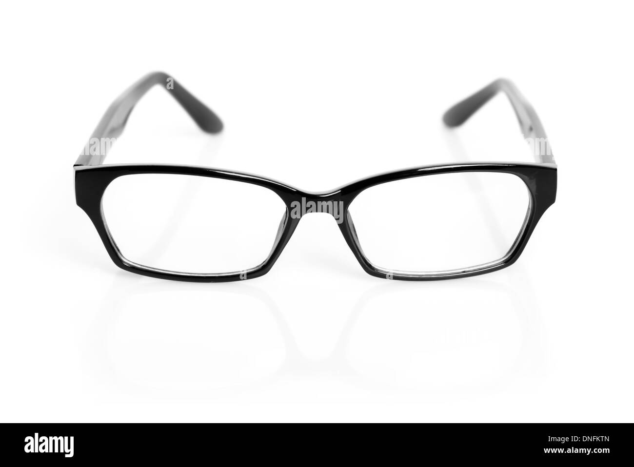 Klassische schwarze Brillen isoliert auf weißem Hintergrund Stockfoto