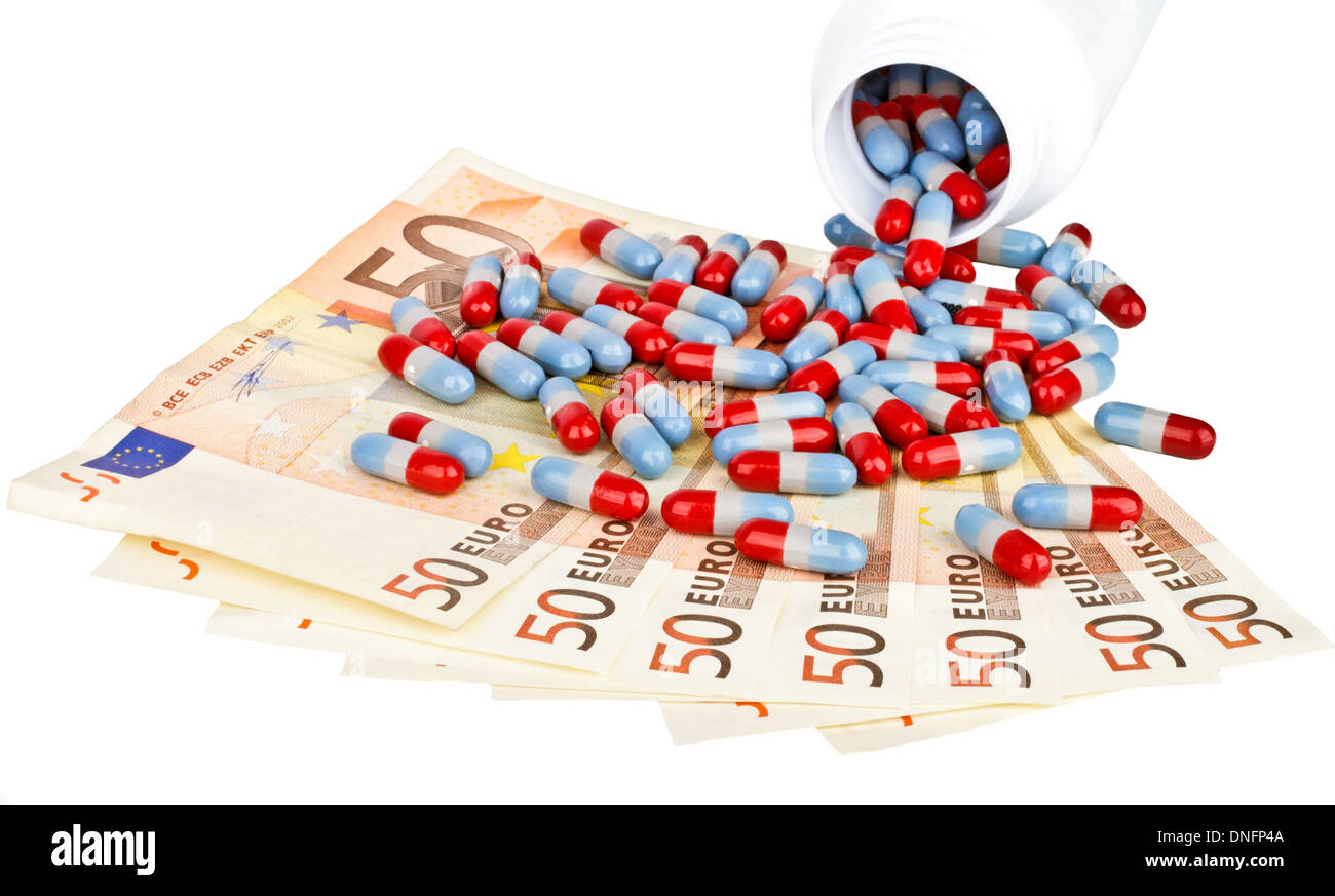 Health care Premium: Pillen und Finanzen Stockfoto